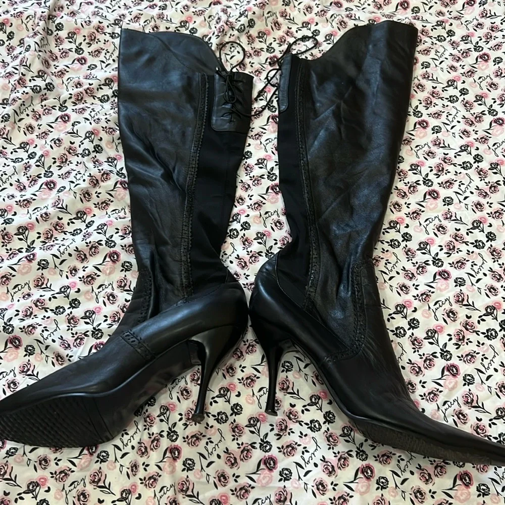 Faddist Leather Over Knee Boots
